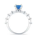 Two Piece Round Halo Floral Ring Cubic Zirconia 925 Sterling Silver