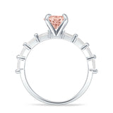 Two Piece Round Halo Floral Ring Cubic Zirconia 925 Sterling Silver