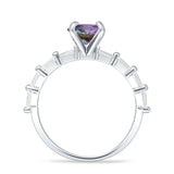 Two Piece Round Halo Floral Ring Cubic Zirconia 925 Sterling Silver