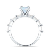 Two Piece Round Halo Floral Ring Cubic Zirconia 925 Sterling Silver