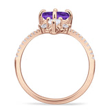 Round Cubic Zirconia V Midi Chevron Ring 925 Sterling Silver