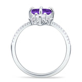 Round Cubic Zirconia V Midi Chevron Ring 925 Sterling Silver