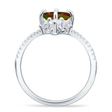 Round Cubic Zirconia V Midi Chevron Ring 925 Sterling Silver