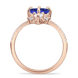 Round Cubic Zirconia V Midi Chevron Ring 925 Sterling Silver