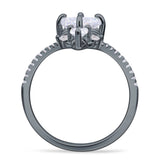 Round Cubic Zirconia V Midi Chevron Ring 925 Sterling Silver