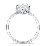 Round Cubic Zirconia V Midi Chevron Ring 925 Sterling Silver