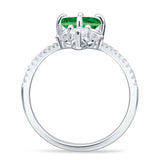 Round Cubic Zirconia V Midi Chevron Ring 925 Sterling Silver
