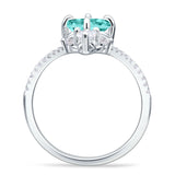 Round Cubic Zirconia V Midi Chevron Ring 925 Sterling Silver
