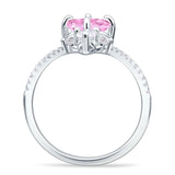 Round Cubic Zirconia V Midi Chevron Ring 925 Sterling Silver