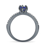 Marquise Split Shank X Ring Cubic Zirconia 925 Sterling Silver