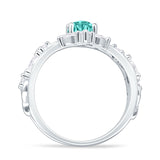 Marquise Split Shank Vintage Style Cubic Zirconia Leaf Floral Ring 925 Sterling Silver