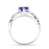 Heart Leaf Art Deco Promise Ring Cubic Zirconia 925 Sterling Silver