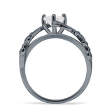 Heart Leaf Art Deco Promise Ring Cubic Zirconia 925 Sterling Silver