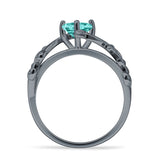 Heart Leaf Art Deco Promise Ring Cubic Zirconia 925 Sterling Silver