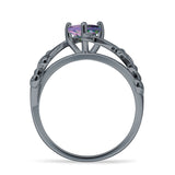 Heart Leaf Art Deco Promise Ring Cubic Zirconia 925 Sterling Silver
