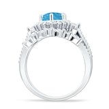 Two Piece Round Halo Bridal Ring Cubic Zirconia 925 Sterling Silver
