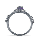 Marquise Halo Beaded Ring Cubic Zirconia 925 Sterling Silver