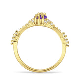 Marquise Halo Beaded Ring Cubic Zirconia 925 Sterling Silver