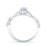 Marquise Halo Beaded Ring Cubic Zirconia 925 Sterling Silver