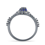Marquise Halo Beaded Ring Cubic Zirconia 925 Sterling Silver