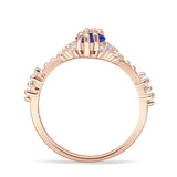 Marquise Halo Beaded Ring Cubic Zirconia 925 Sterling Silver