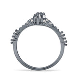 Marquise Halo Beaded Ring Cubic Zirconia 925 Sterling Silver