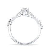 Marquise Halo Beaded Ring Cubic Zirconia 925 Sterling Silver