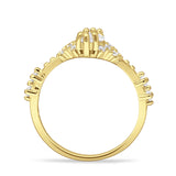 Marquise Halo Beaded Ring Cubic Zirconia 925 Sterling Silver