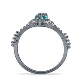 Marquise Halo Beaded Ring Cubic Zirconia 925 Sterling Silver