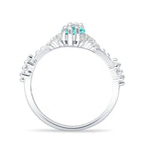 Marquise Halo Beaded Ring Cubic Zirconia 925 Sterling Silver