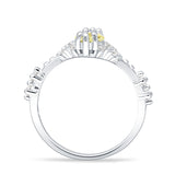 Marquise Halo Beaded Ring Cubic Zirconia 925 Sterling Silver