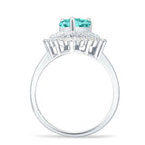 Heart Halo Cubic Zirconia Bridal Promise Ring 925 Sterling Silver