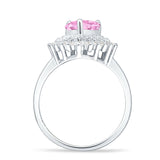 Heart Halo Cubic Zirconia Bridal Promise Ring 925 Sterling Silver