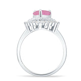 Heart Halo Cubic Zirconia Bridal Promise Ring 925 Sterling Silver