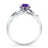 Budding Willow Solitaire Ring Round Cubic Zirconia 925 Sterling Silver