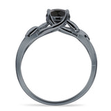 Budding Willow Solitaire Ring Round Cubic Zirconia 925 Sterling Silver
