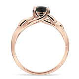 Budding Willow Solitaire Ring Round Cubic Zirconia 925 Sterling Silver