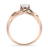 Budding Willow Solitaire Ring Round Cubic Zirconia 925 Sterling Silver