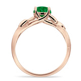Budding Willow Solitaire Ring Round Cubic Zirconia 925 Sterling Silver