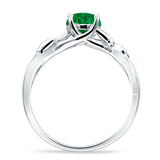 Budding Willow Solitaire Ring Round Cubic Zirconia 925 Sterling Silver