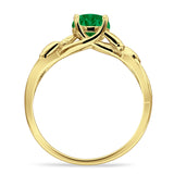 Budding Willow Solitaire Ring Round Cubic Zirconia 925 Sterling Silver