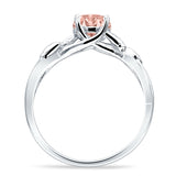 Budding Willow Solitaire Ring Round Cubic Zirconia 925 Sterling Silver