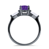 Three Stone Ring Kite Shape Accent Round Cubic Zirconia 925 Sterling Silver