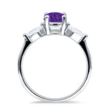 Three Stone Ring Kite Shape Accent Round Cubic Zirconia 925 Sterling Silver