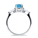 Three Stone Ring Kite Shape Accent Round Cubic Zirconia 925 Sterling Silver