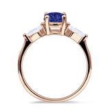 Three Stone Ring Kite Shape Accent Round Cubic Zirconia 925 Sterling Silver