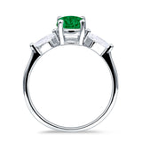 Three Stone Ring Kite Shape Accent Round Cubic Zirconia 925 Sterling Silver