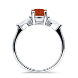 Three Stone Ring Kite Shape Accent Round Cubic Zirconia 925 Sterling Silver