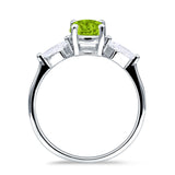 Three Stone Ring Kite Shape Accent Round Cubic Zirconia 925 Sterling Silver
