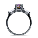 Three Stone Ring Kite Shape Accent Round Cubic Zirconia 925 Sterling Silver